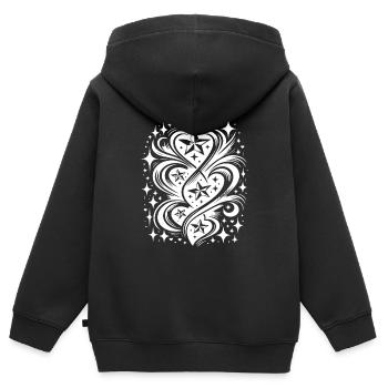 Tattoo Komposition aus Sternen und Herzen - Kinder Premium Organic Zip Hoodie - Schwarz - Hinten - AI Model Kid Male (0cm)