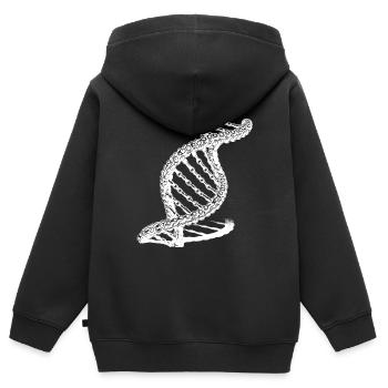 Geschwungene DNA Kette Außergewöhnliche Ketten - Kinder Premium Organic Zip Hoodie - Schwarz - Hinten - AI Model Kid Male (0cm)