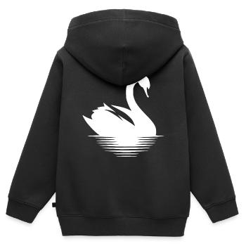 Stolzer Schwan Wasservogel Portrait - Kinder Premium Organic Zip Hoodie - Schwarz - Hinten - AI Model Kid Male (0cm)