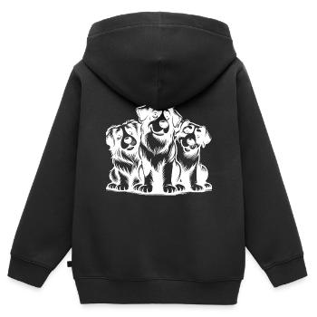 Drei niedliche Hunde als Porträt - Kinder Premium Organic Zip Hoodie - Schwarz - Hinten - AI Model Kid Male (0cm)