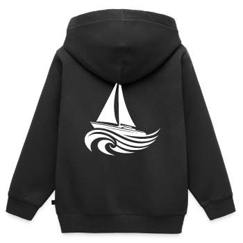 Segelyacht bei schwerem Wellengang auf offener See - Kinder Premium Organic Zip Hoodie - Schwarz - Hinten - AI Model Kid Male (0cm)