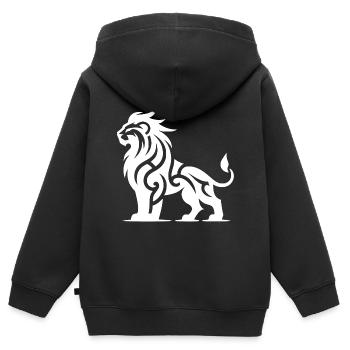 Stolzer Tribal Löwe mit wilder Mähne - Kinder Premium Organic Zip Hoodie - Schwarz - Hinten - AI Model Kid Male (0cm)