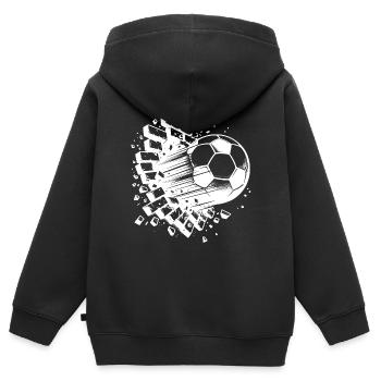 Hammer Fußball Schuss Verein Logo Wand Zerstörung - Kinder Premium Organic Zip Hoodie - Schwarz - Hinten - AI Model Kid Male (0cm)