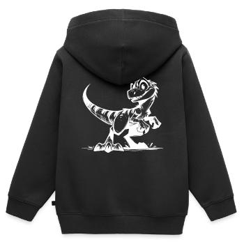 Snappy Raptor Dinosaur Fun Croquis - Sweat Premium à capuche zippé enfant bio - noir - Dos - AI Model Kid Male (0cm)