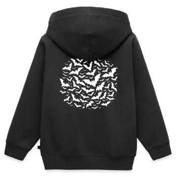 Chauves-souris volantes en essaim la nuit - Sweat Premium à capuche zippé enfant bio - noir - Dos - AI Model Kid Male (0cm)