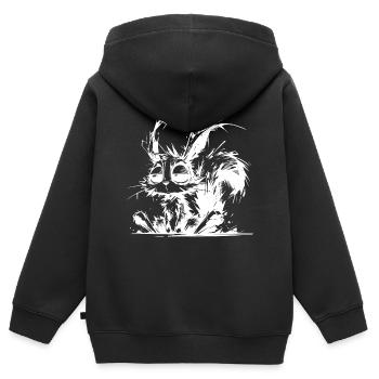 Total verschlafenes Eichhörnchen Horror Skizze - Kinder Premium Organic Zip Hoodie - Schwarz - Hinten - AI Model Kid Male (0cm)