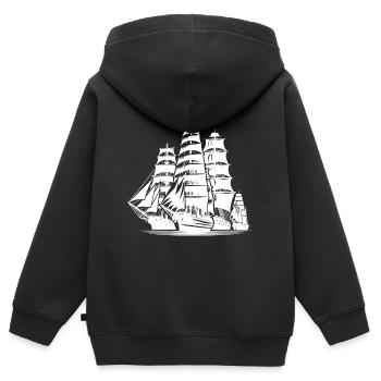 Gewaltige Segelschiffe auf dem Weg in den Hafen - Kinder Premium Organic Zip Hoodie - Schwarz - Hinten - AI Model Kid Male (0cm)