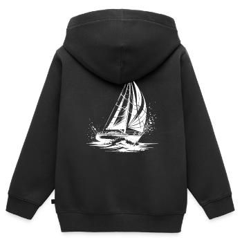 Elegants Segelboot unter Segel Splash Wellengang - Kinder Premium Organic Zip Hoodie - Schwarz - Hinten - AI Model Kid Male (0cm)