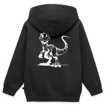 Clever Raptor Naughty Baby Dino Fun Sketch - Sweat Premium à capuche zippé enfant bio - noir - Dos - AI Model Kid Male (0cm)
