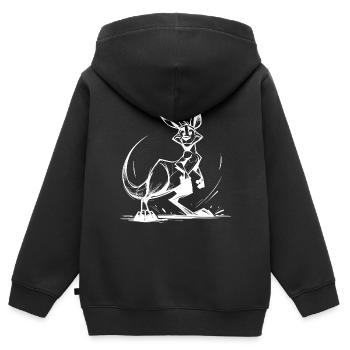 Australisches Känguru Bleistift Zeichnung - Kinder Premium Organic Zip Hoodie - Schwarz - Hinten - AI Model Kid Male (0cm)