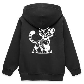 Eleganter kleiner grinsender Baby Leopard - Kinder Premium Organic Zip Hoodie - Schwarz - Hinten - AI Model Kid Male (0cm)