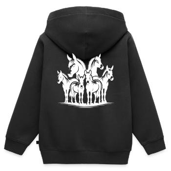 Groupes d’ânes Portrait Images - Sweat Premium à capuche zippé enfant bio - noir - Dos - AI Model Kid Male (0cm)
