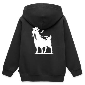 Boby bouc têtu avec des cornes portrait - Sweat Premium à capuche zippé enfant bio - noir - Dos - AI Model Kid Male (0cm)