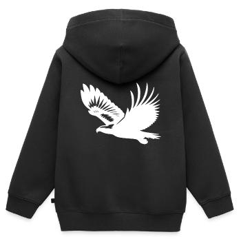 Seeadler auf breiten Schwingen im Aufwind - Kinder Premium Organic Zip Hoodie - Schwarz - Hinten - AI Model Kid Male (0cm)