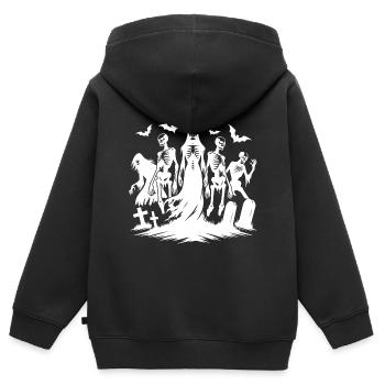 Groupe de cimetière zombie de la nuit d’Halloween - Sweat Premium à capuche zippé enfant bio - noir - Dos - AI Model Kid Male (0cm)