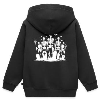 Cimetière d’Halloween, Zombie, Nuit effrayante - Sweat Premium à capuche zippé enfant bio - noir - Dos - AI Model Kid Male (0cm)