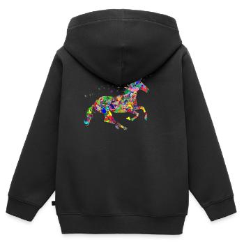 Einhorn bunt - Kinder Premium Organic Zip Hoodie - Schwarz - Hinten - AI Model Kid Male (0cm)