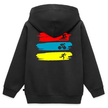 Triathlon - Sweat Premium à capuche zippé enfant bio - noir - Dos - AI Model Kid Male (0cm)