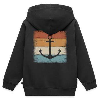 Anker Maritim Meer Seefahrt - Kinder Premium Organic Zip Hoodie - Schwarz - Hinten - AI Model Kid Male (0cm)