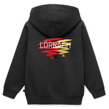Geschenkidee für Kind aus Lörrach - Kinder Premium Organic Zip Hoodie - Schwarz - Hinten - AI Model Kid Male (0cm)
