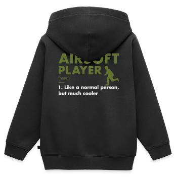 Sport Player Definition Airsoft - Kinder Premium Organic Zip Hoodie - Schwarz - Hinten - AI Model Kid Male (0cm)