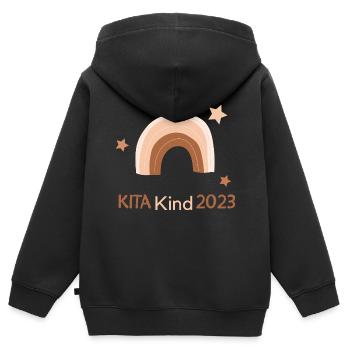 Kita Kind 2023 Hort Kindergarten - Kinder Premium Organic Zip Hoodie - Schwarz - Hinten - AI Model Kid Male (0cm)