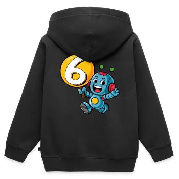 Endlich 6 Jahre sechs sechster Geburtstag Roboter - Kinder Premium Organic Zip Hoodie - Schwarz - Hinten - AI Model Kid Male (0cm)