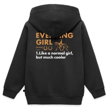 Rider Girl Définition Concours complet - Sweat Premium à capuche zippé enfant bio - noir - Dos - AI Model Kid Male (0cm)