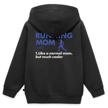 Sport Maman Course à pied - Sweat Premium à capuche zippé enfant bio - noir - Dos - AI Model Kid Male (0cm)