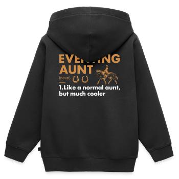 Cavalier Tante Définition Concours complet - Sweat Premium à capuche zippé enfant bio - noir - Dos - AI Model Kid Male (0cm)