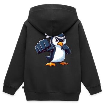 Cooler Cartoon Pinguin Karate Martial Arts - Kinder Premium Organic Zip Hoodie - Schwarz - Hinten - AI Model Kid Male (0cm)