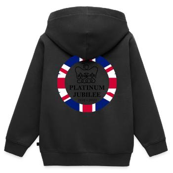 Platin-Jubiläum - Britische Königinmonarchie 2022 - Kinder Premium Organic Zip Hoodie - Schwarz - Hinten - AI Model Kid Male (0cm)