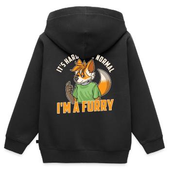 Furry Fandom Furries Fursona Fursuit - Kids Premium Organic Zip-up Hoodie - black - Back - AI Model Kid Male (0cm)