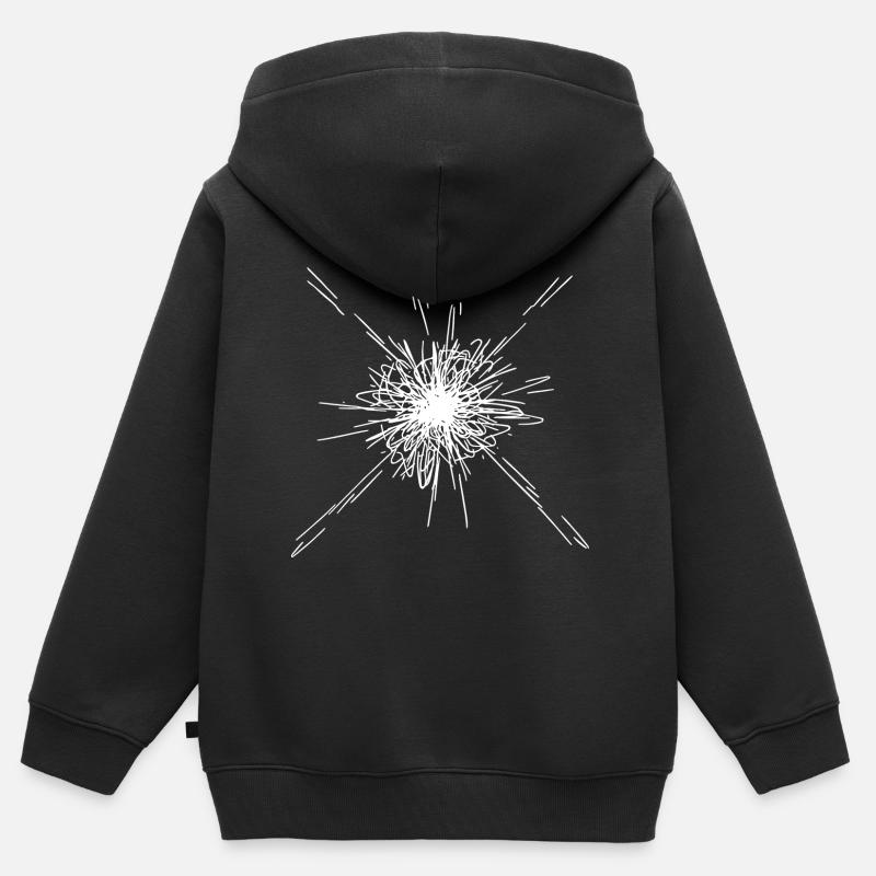 Motif de lignes d’explosion de mandala - Sweat Premium à capuche zippé enfant bio - noir