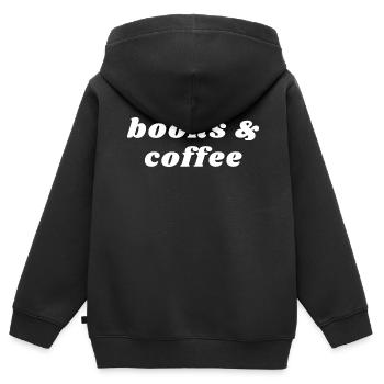 Livres et caféine - Sweat Premium à capuche zippé enfant bio - noir - Dos - AI Model Kid Male (0cm)
