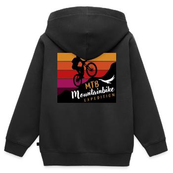MTB Fahrrad Spruch-MTB Mountainbike Expedition - Kinder Premium Organic Zip Hoodie - Schwarz - Hinten - AI Model Kid Male (0cm)