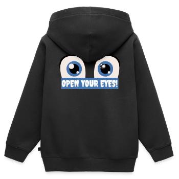 Open your eyes - Kinder Premium Organic Zip Hoodie - Schwarz - Hinten - AI Model Kid Male (0cm)