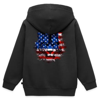 USA - Kinder Premium Organic Zip Hoodie - Schwarz - Hinten - AI Model Kid Male (0cm)