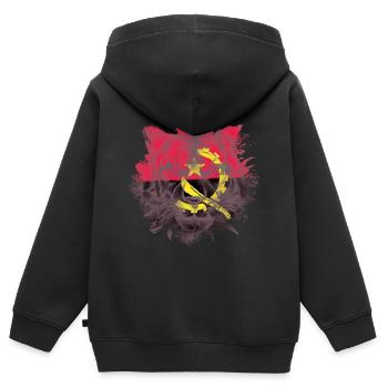 Angola - Kinder Premium Organic Zip Hoodie - Schwarz - Hinten - AI Model Kid Male (0cm)