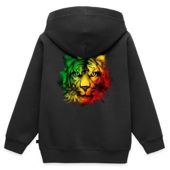 République du Congo - Sweat Premium à capuche zippé enfant bio - noir - Dos - AI Model Kid Male (0cm)
