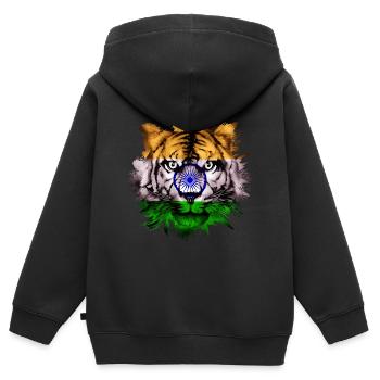 Indien - Kinder Premium Organic Zip Hoodie - Schwarz - Hinten - AI Model Kid Male (0cm)