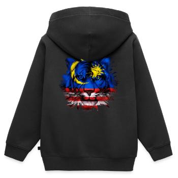 Malaysia - Kinder Premium Organic Zip Hoodie - Schwarz - Hinten - AI Model Kid Male (0cm)