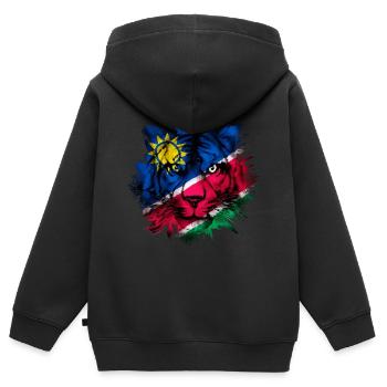 Namibia - Kinder Premium Organic Zip Hoodie - Schwarz - Hinten - AI Model Kid Male (0cm)
