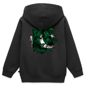 Pakistan - Kinder Premium Organic Zip Hoodie - Schwarz - Hinten - AI Model Kid Male (0cm)