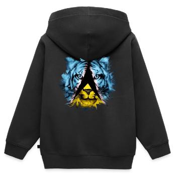 Sainte-Lucie - Sweat Premium à capuche zippé enfant bio - noir - Dos - AI Model Kid Male (0cm)