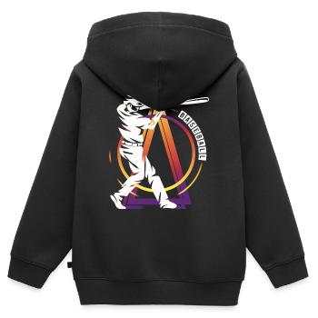 Joueur de baseball USA Sport Home Run - Sweat Premium à capuche zippé enfant bio - noir - Dos - AI Model Kid Male (0cm)