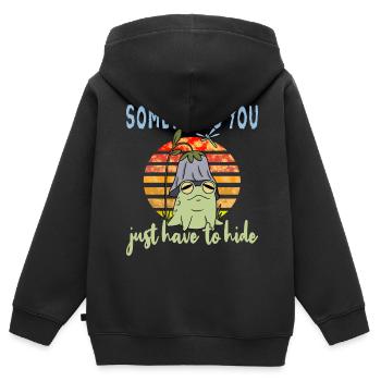 Depressionen Depression Frosch - Kinder Premium Organic Zip Hoodie - Schwarz - Hinten - AI Model Kid Male (0cm)