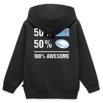 50% Fiji 50% Rugby 100% Awesome Fiji Rugby - Kinder Premium Organic Zip Hoodie - Schwarz - Hinten - AI Model Kid Male (0cm)