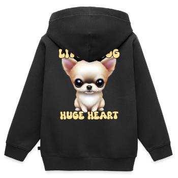Kleiner Chihuahua mit großem Herzen - Kinder Premium Organic Zip Hoodie - Schwarz - Hinten - AI Model Kid Male (0cm)