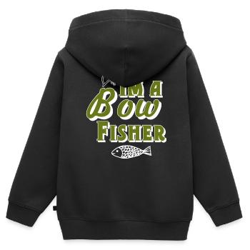 Pêche à l’arc - Sweat Premium à capuche zippé enfant bio - noir - Dos - AI Model Kid Male (0cm)